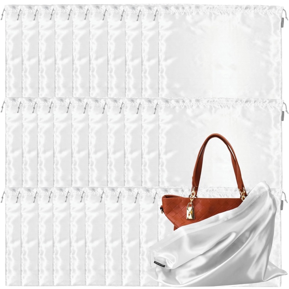 4 Pack of Silk Satin Drawstring Dust Bags (Large)